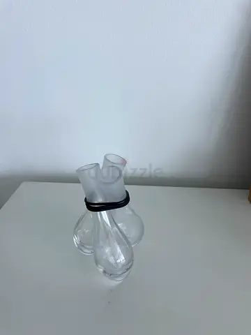 Set of 3 Connected Glass Bud Vases with Black Ring