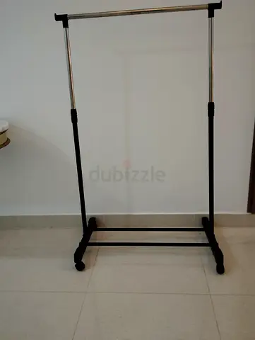 Adjustable Single Rail Garment Rack on Wheels - Black