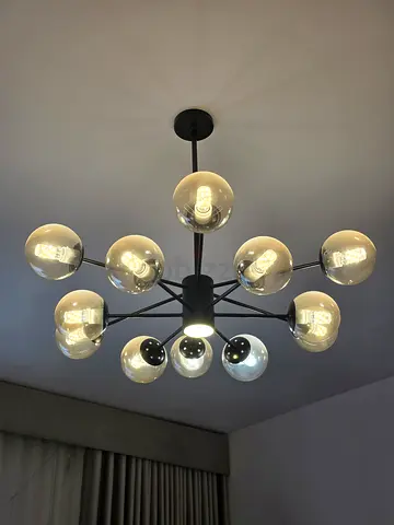 Modern Sputnik 12-Glass Pendant Ceiling Light - Black
