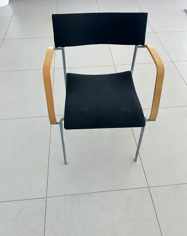 8 Black Fabric Dining/Office Chair with Wooden Armrests