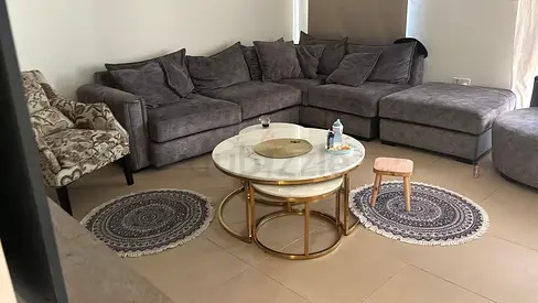 Large L-shaped Grey Fabric Sofa