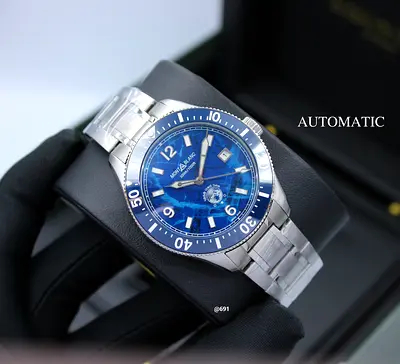 Mont Blang Automatic Mens Stainless Steel Master Copy Watch with Blue Dial
