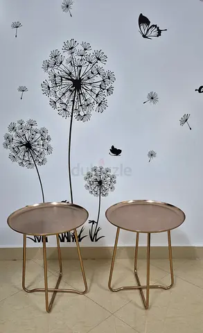 Set of 2 Round Metal Side Tables - Gold Finish