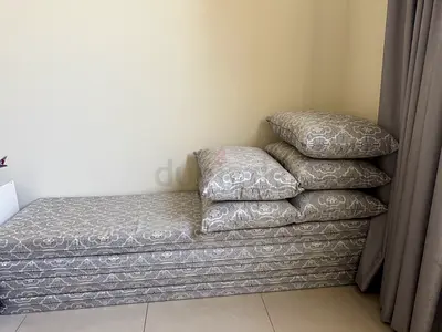 Set of 3 Folding Guest Beds / Daybeds with Cushions - Grey Pattern