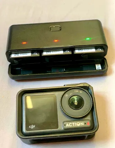 DJI Action 4 camera with multi-battery charging case