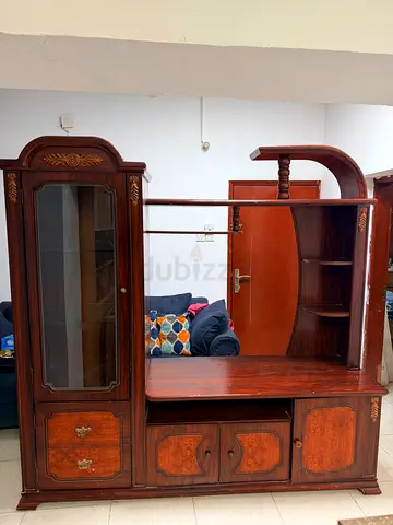 Solid Wood Display Cabinet with Drawers and Glass Door - Vintage Style