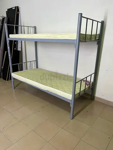 Metal bunk bed in gray