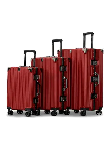Lightweight Aluminum Frame Polycarbonate Luggage Set | 3 - Piece Trolley Suitcase (20/24/28) Inch