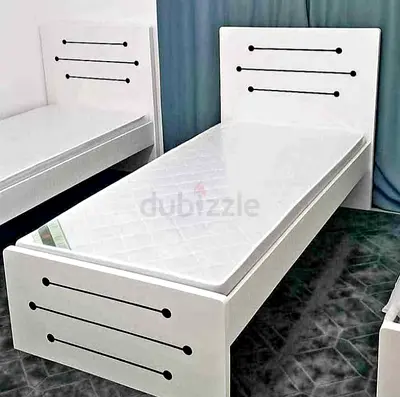 🛏️ Heavy Duty MDF Wood Single Bed with Mattress for Sale