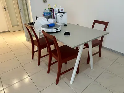 4 off IKEA PINNTORP chairs, in red