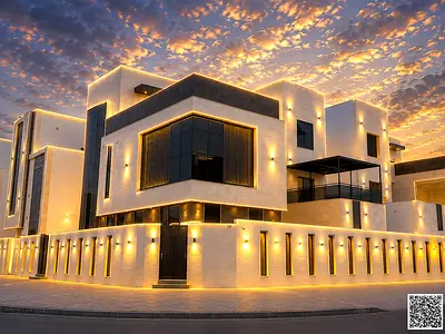 Corner villa in Al-Haliyo, 5000 sq ft, with a swimming pool, elevator, roof terrace, and very spaci