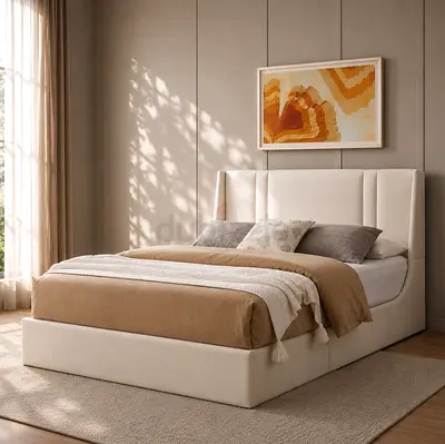 Sleek headboard linen king hydraulic bed