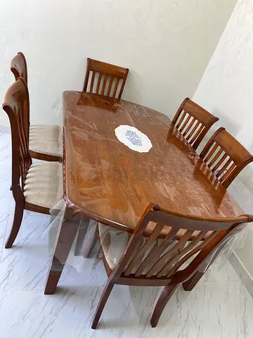 Wooden 6-Seater Dining Table with Chairs - Solid Finish