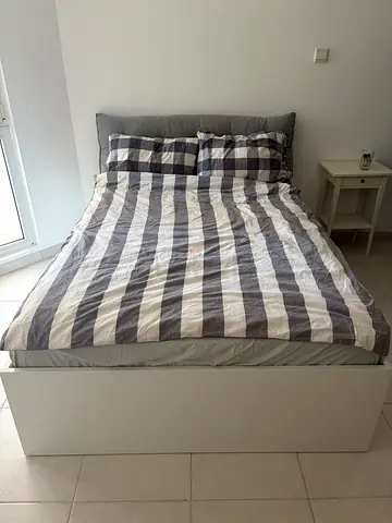 IKEA Bed Frame with Mattress 140cm and beddings and pillows