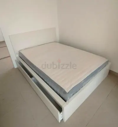 IKEA malam double‑size bed (140 × 200 cm) with 2 storage drawers underneath and an IKEA mattress ✨