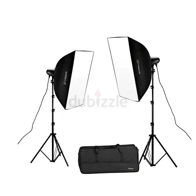 Pair of Softbox Studio Lights with Stands and Carry Bag (Photography Lighting Kit)