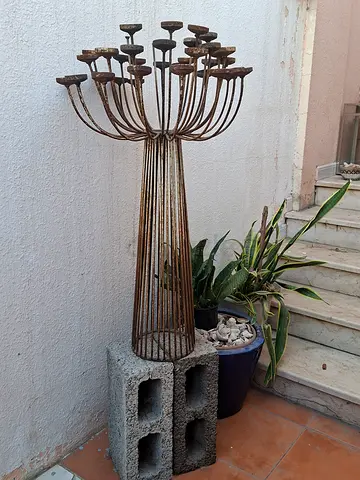 Tall Rustic Metal Multi-Arm Candle Holder / Candelabra (Outdoor)