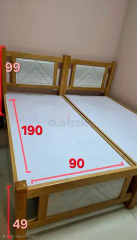 Single bed wooden 90x190 cm