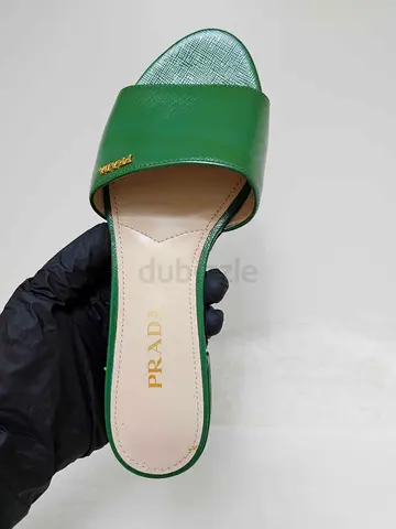 Green Prada leather slide sandals - 38