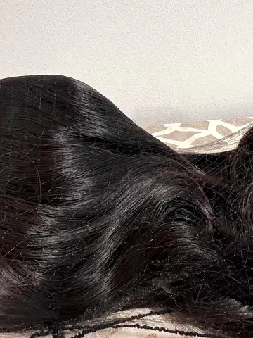 Black Long Wavy Human Hair Extension / Wig