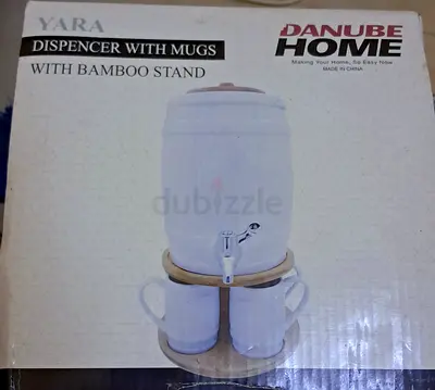 Luxury Ceramic Juice Dispenser with 4 Mugs  Bamboo Stand by Danube Home – Brand New in Box