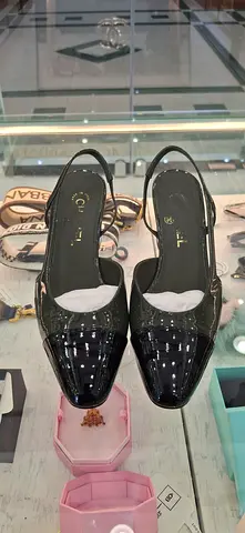 Black patent slingback flats - size unknown, gently used