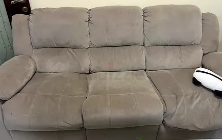 Comfortable 3-Seater Gray Reclining Sofa - Good Condition  2 Seater sofa