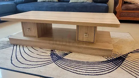 Light Oak Coffee Table with Two Drawers - Good Condition