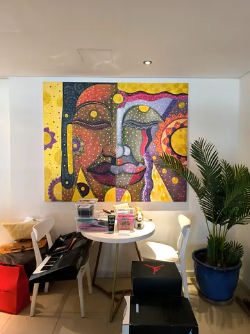Large Colorful Buddha Wall Art Painting - Vibrant Canvas Panel