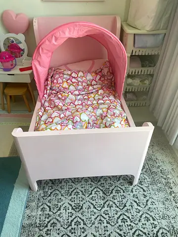 IKEA Kids Bed with Pink Canopy - Single Toddler Bed