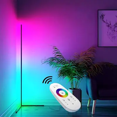 RGB Corner LED Floor Lamp with Remote — Color Changing Ambience Light