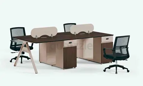 Brand New 4-Person Wooden Office Workstation For Sale
