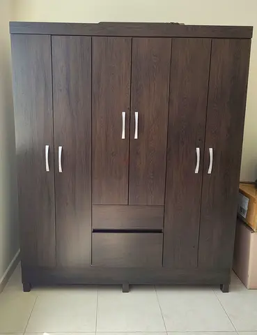 Dark Wood 6 -Door Wardrobe with Drawers - Excellent Condition.