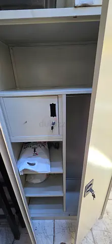 White Hallway Storage Cabinet with Lockable Drawer — Good Condition