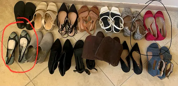 Mixed womens shoes collection — heels, sandals and flats, various sizes 36,37,38