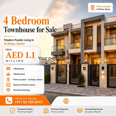 Spacious 4 Bedroom Townhouse for Rent – Al zahya