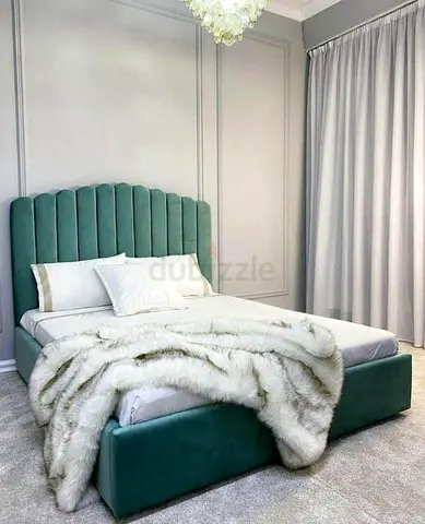 Modern Bedframe in stylish design fully customisable Quee size in soft Fabric storage can be install