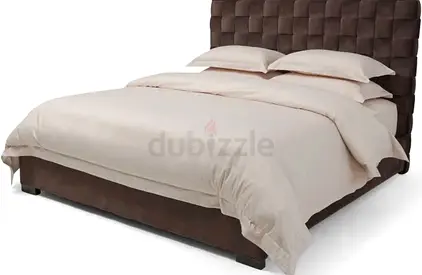 Brown upholstered leather bed with tufted headboard 180x200 + mattress