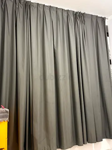 Dark grey blackout curtains - pair, good condition 300x145