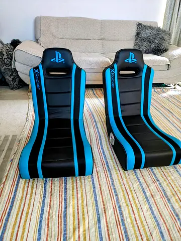 Pair of PlayStation X Rocker Floor Gaming Chairs - Blue/Black
