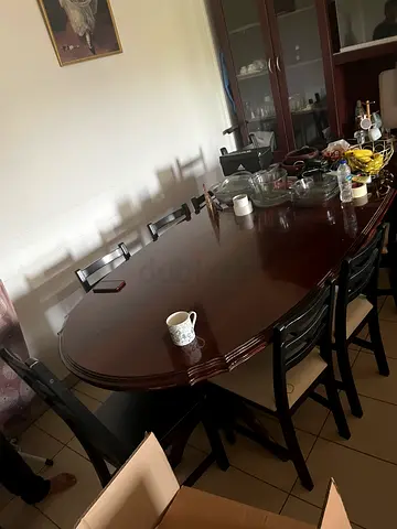 Solid Wood Dining Table with 10 Chairs