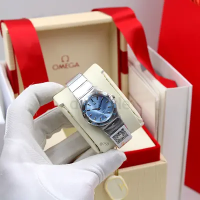 Omega Constellation Stainless Steel Womens Master Copy Watch - Blue Dial,