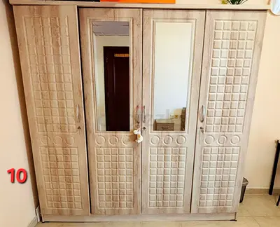 4-door wooden wardrobe with mirrors - good condition