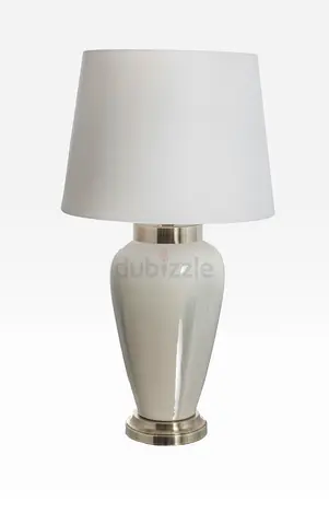 White Ceramic Table Lamp with Fabric Shade - 70cm - bought from The One - Original price ARD1100