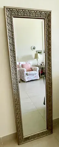 Full-Length Ornate Silver Floor Mirror — 180cm x 50cm (Approx.)