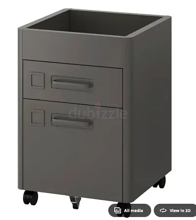 Ikea Idasen Drawer Unit on rolls castors, for office desk, steel, DARK GREY or beige