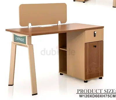 Modern Wooden Office Desk with Storage  Privacy Panel (W120 x D60 x H75 cm)