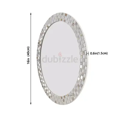 Round Mosaic Frame Wall Mirror - 16 inch