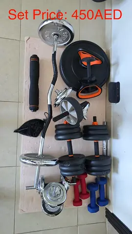 Home Dumbbell and Barbell Set with Weight Plates and Accessories - 450 AED (Set)