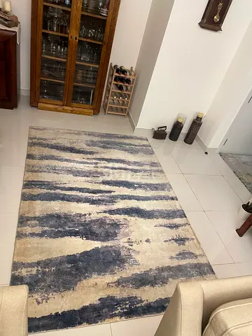 Modern Blue  Beige Area Rug - 160x230 cms (Used, Great Condition)
